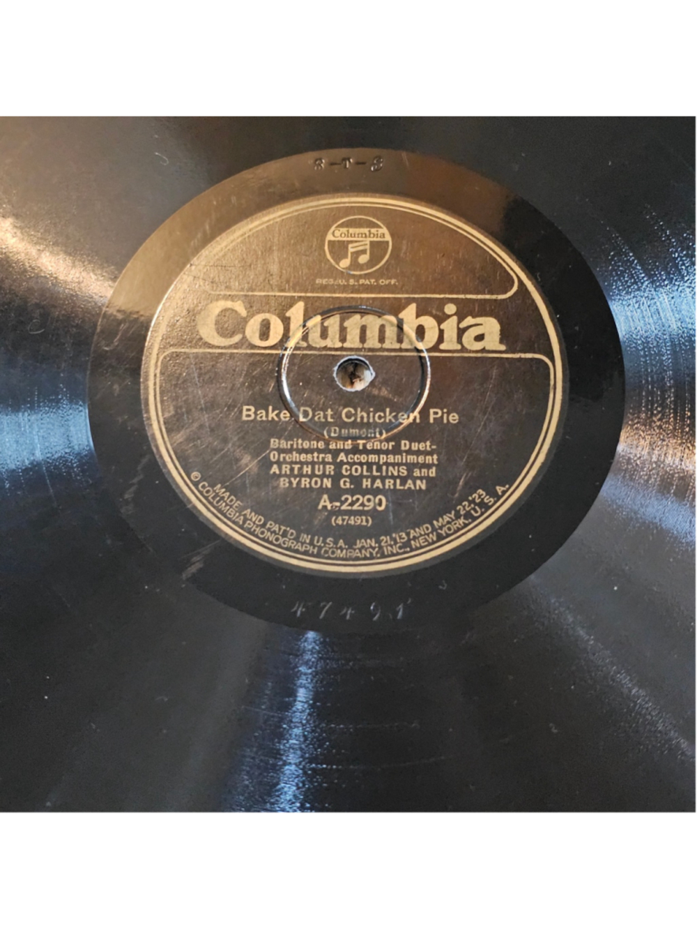 1917 Columbia A-2290 Arthur Collins Preacher Bear Bake Dat Chicken Pie 78